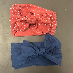 Baby Bling Bow — red with white dots and solid navy